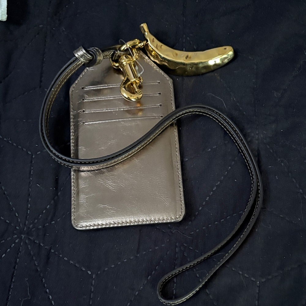 Chloe Metallic Card Holder with Gold Charm